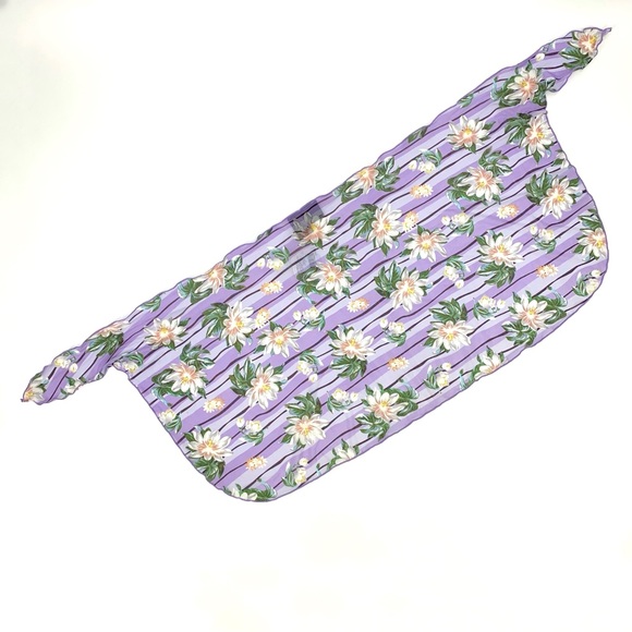 Mossimo NWT Sheer Purple Floral & Striped Sarong Wrap Beach Cover-Up, Medium - Picture 11 of 16